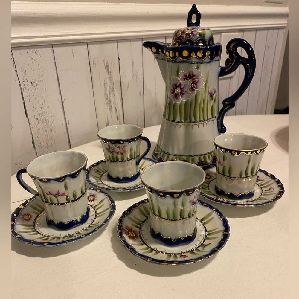 Nippon Floral Porcelain Chocolate Pot Set